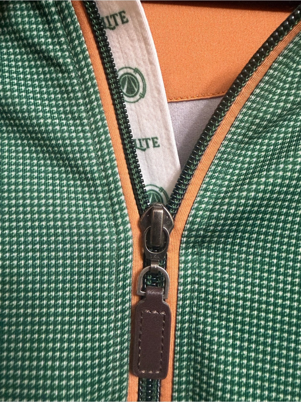 Horn Legend Performance Luxury Golf Jacket Full Zip Green Micro Houndstooth - Picture 4 of 6